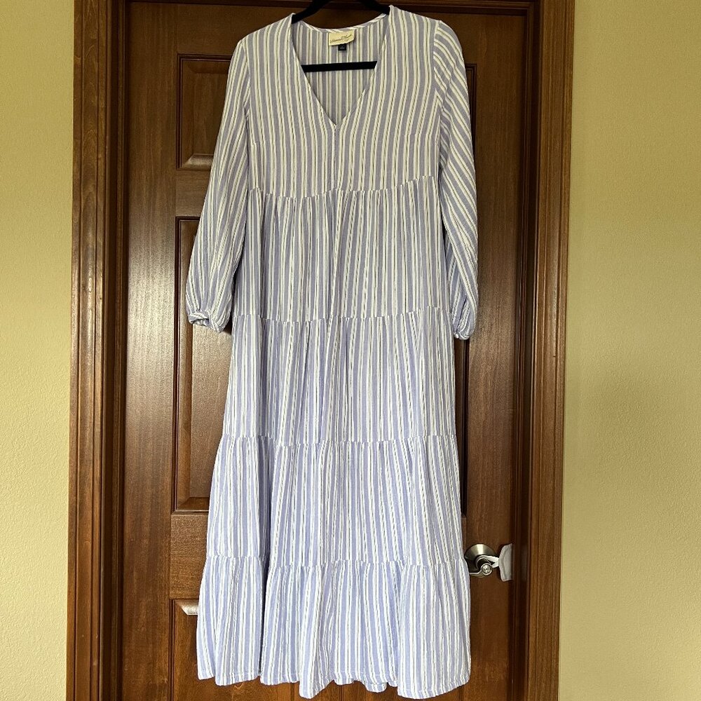 Lavender Purple and White Stripe Universal Thread Cotton Gauze Long Sleeve Tiere